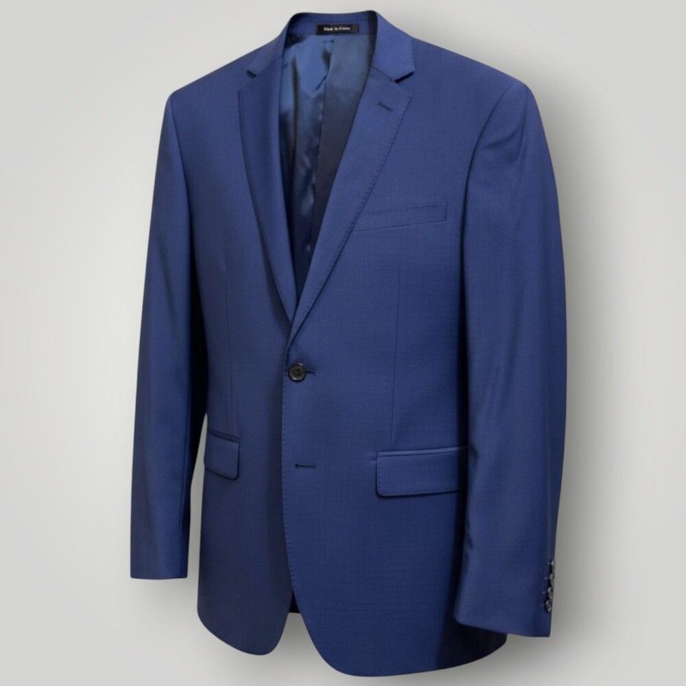 RENOIR Slim fit Mens Blazer Sport Coat Two Button Jacket 42R Stretch Wool Blue